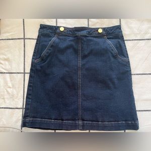Dark wash jean skirt by LOFT Outlet.